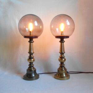 A pair of large brass table lamps by Fiona Bradshaw Designs