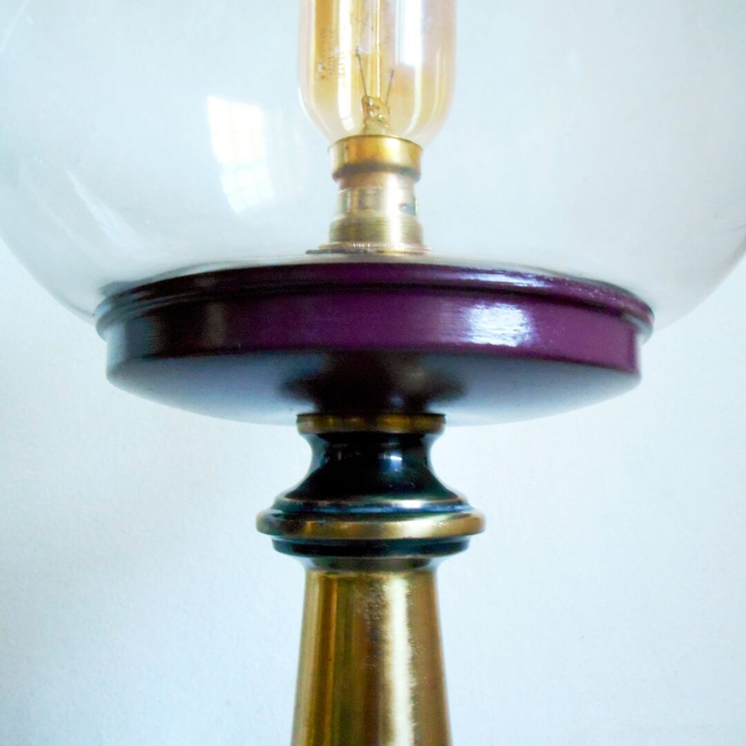 A pair of large brass table lamps by Fiona Bradshaw Designs