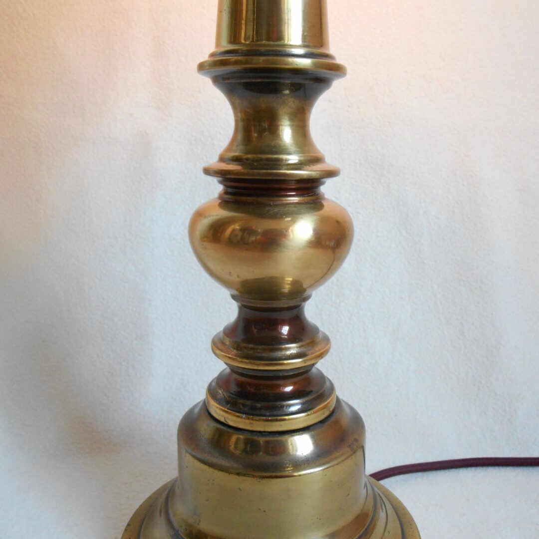 A pair of large brass table lamps by Fiona Bradshaw Designs