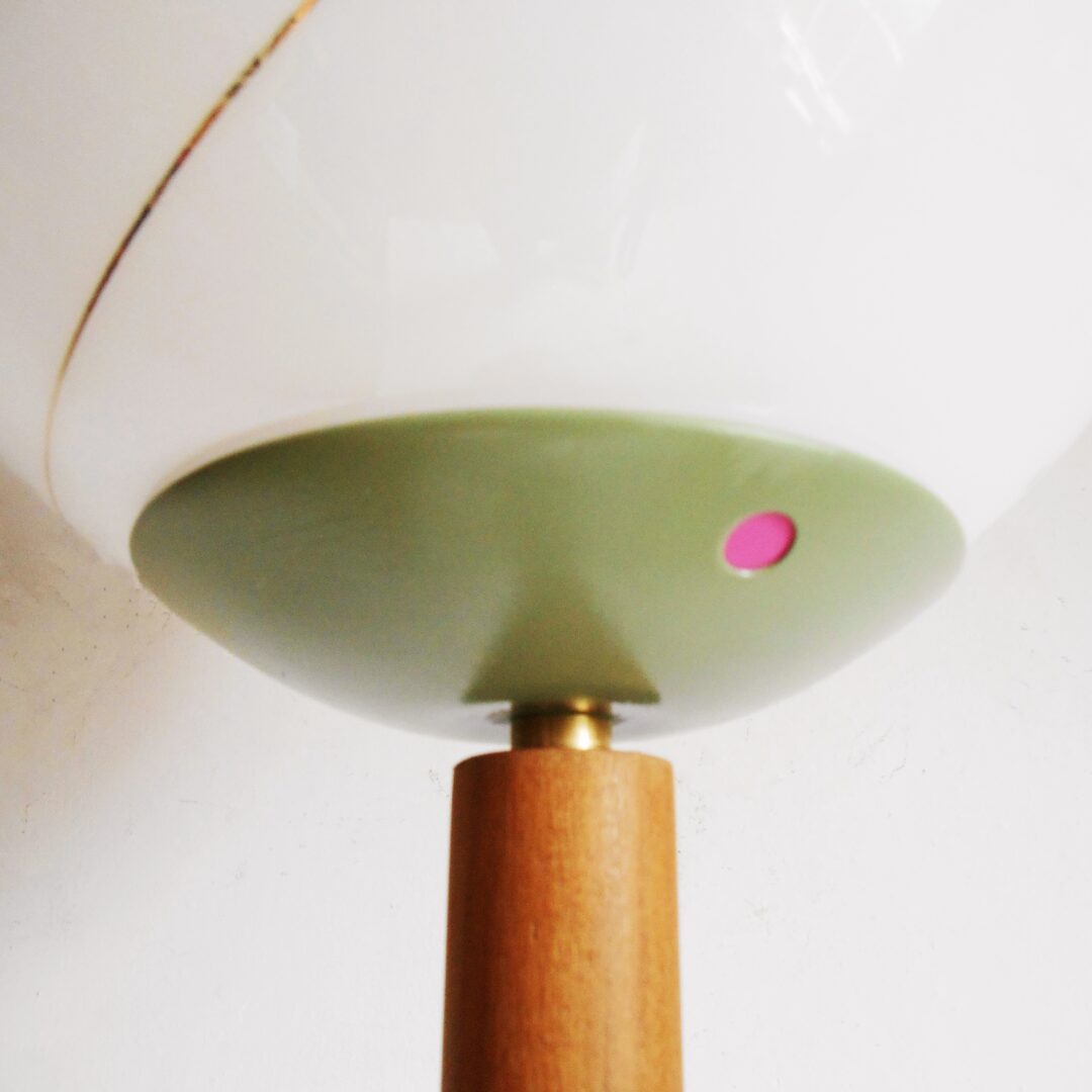 A mid century modern teak floor lamp by Fiona Bradshaw Designs