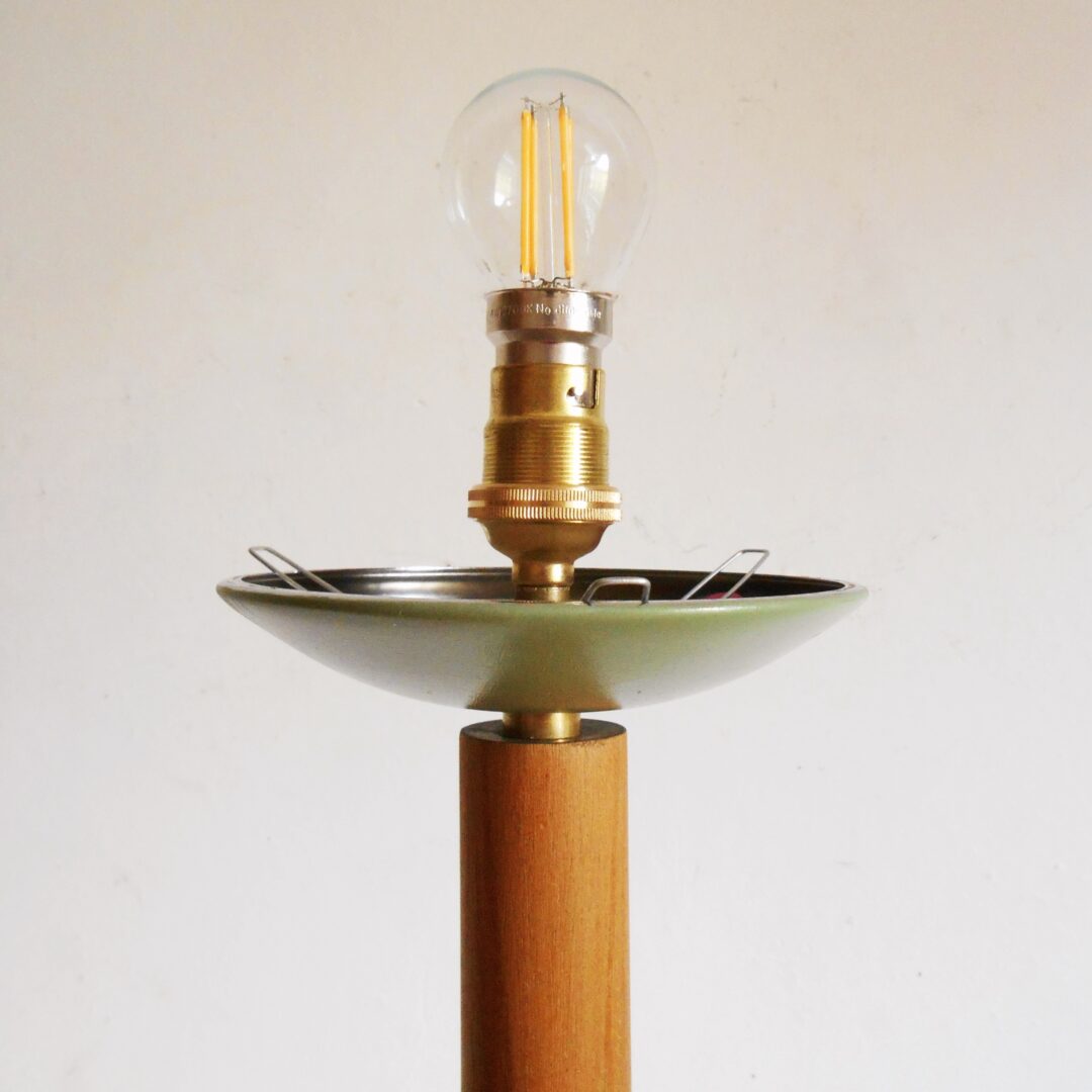 A mid century modern teak floor lamp by Fiona Bradshaw Designs