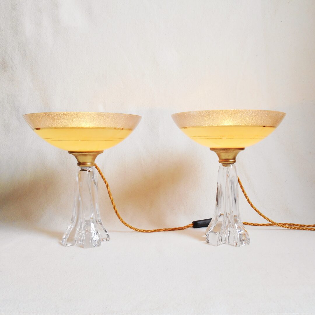 A pair of Daum crystal table lamps by Fiona Bradshaw Designs