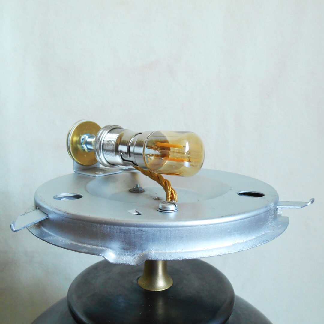 A pair of metallic grey table lamps by Fiona Bradshaw Designs