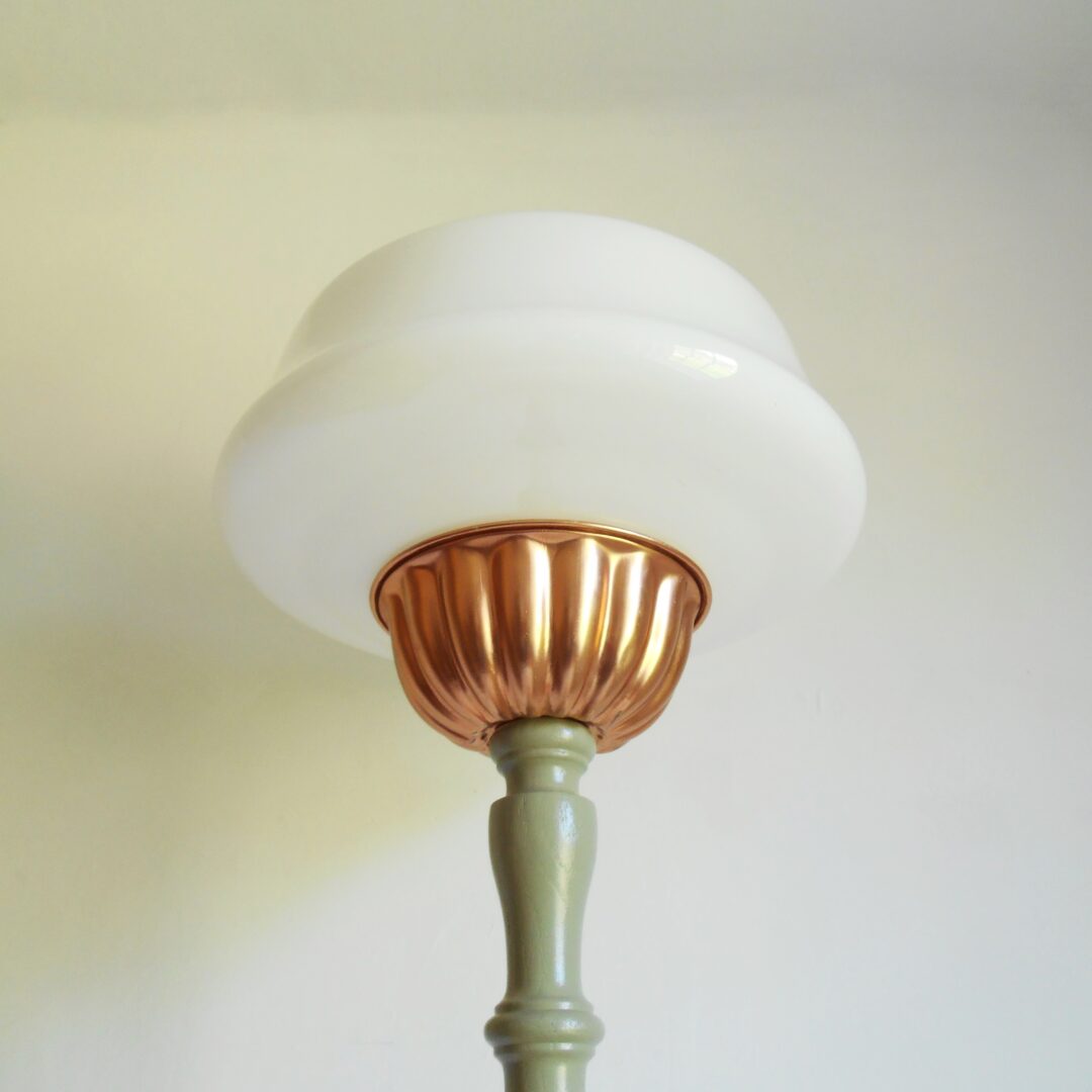 A tall Art Deco style floor lamp by Fiona Bradshaw Designs