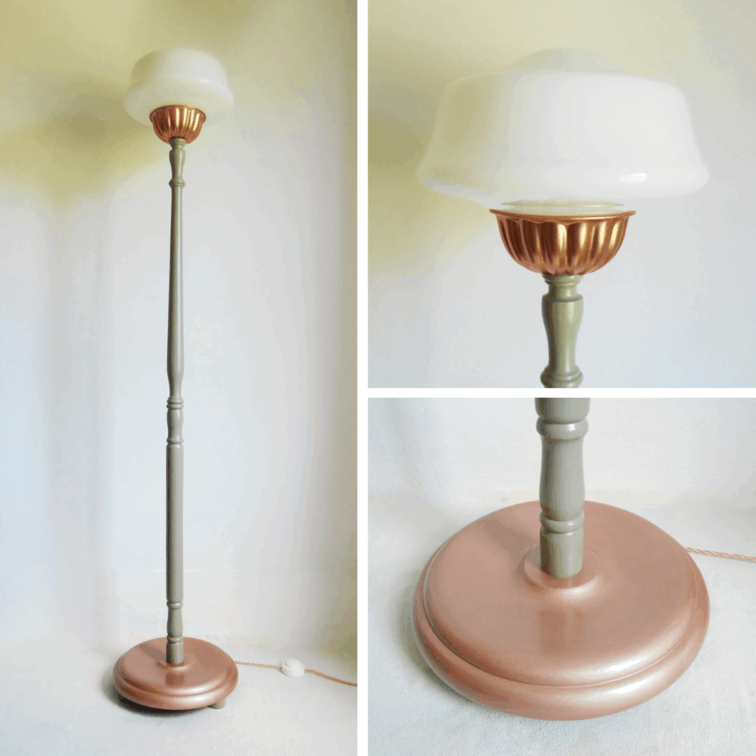 A tall Art Deco style floor lamp by Fiona Bradshaw Designs