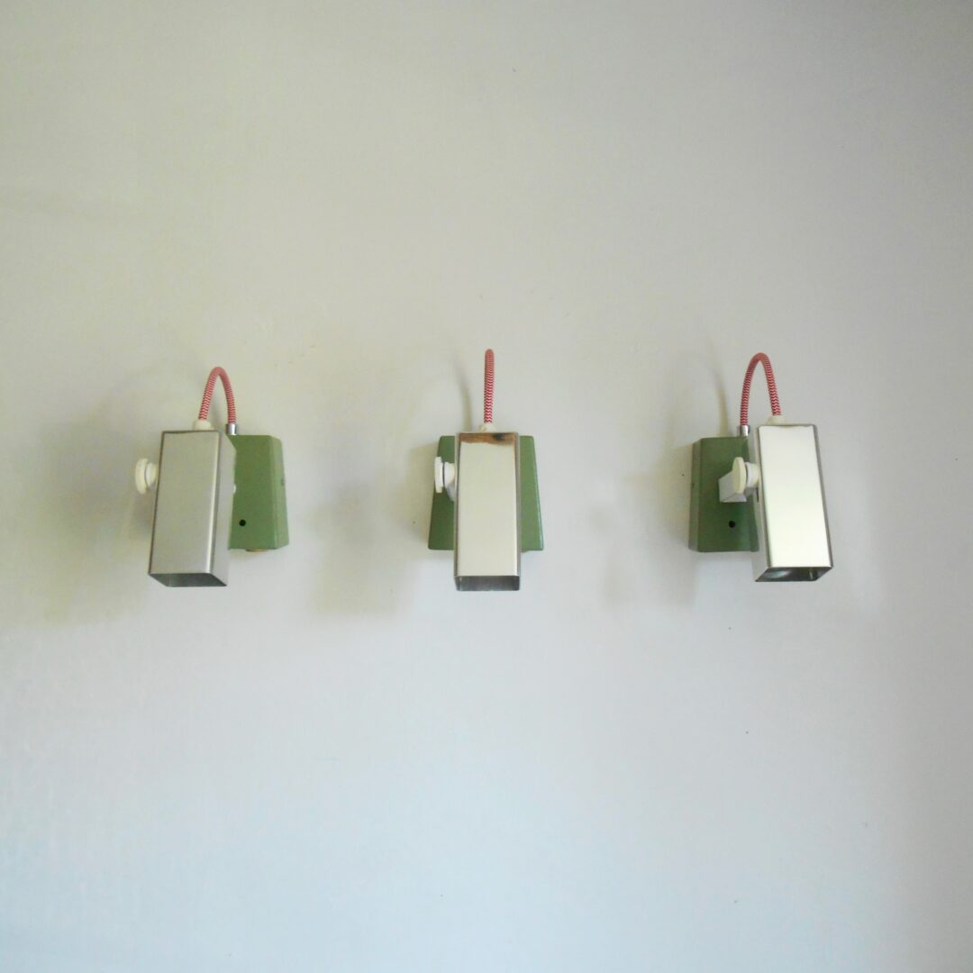 A trio of vintage adjustable spot lamps by Fiona Bradshaw Designs