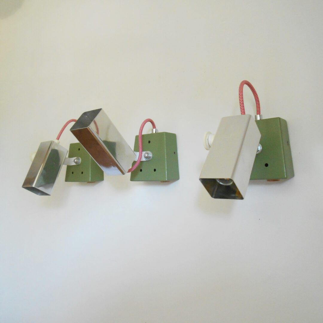 A trio of vintage adjustable spot lamps by Fiona Bradshaw Designs