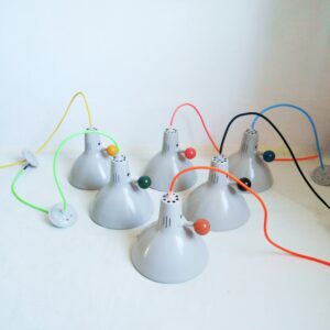 A collection of vintage pendant lamps by Fiona Bradshaw Designs