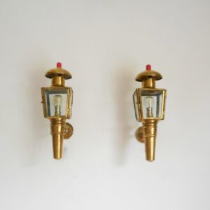 A pair of brass carriage lamps by Fiona Bradshaw Designs