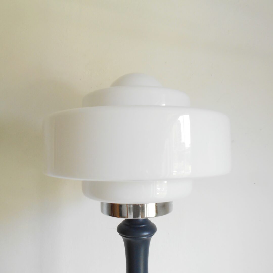 A navy Art Deco floor lamp by Fiona Bradshaw Designs