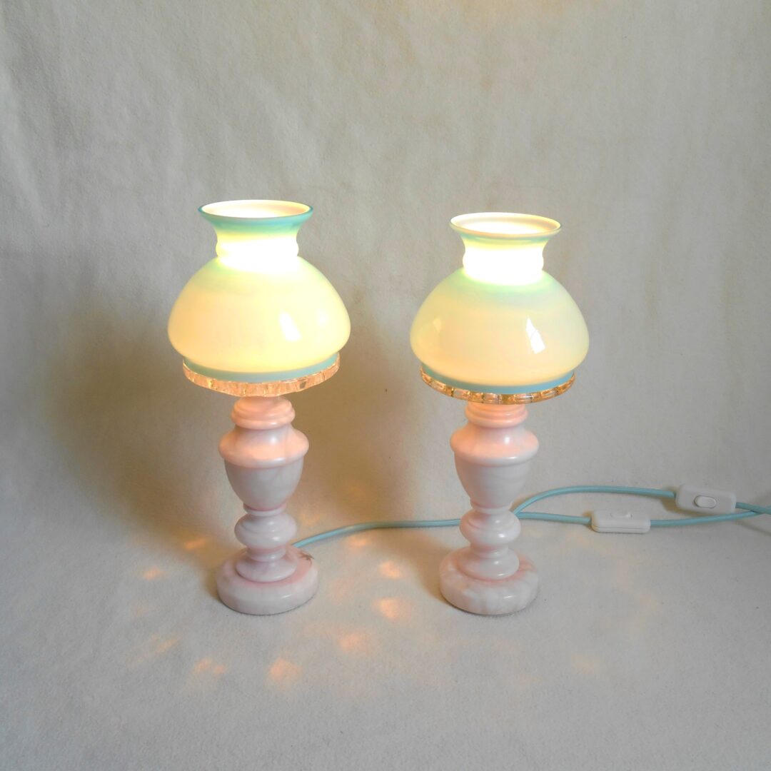 A pair of unique marble table lamps by Fiona Bradshaw Designs