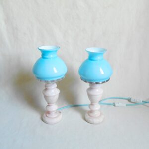 A pair of unique marble table lamps by Fiona Bradshaw Designs