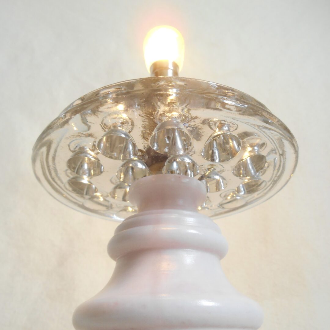 A pair of unique marble table lamps by Fiona Bradshaw Designs