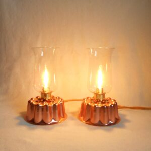 A pair of jelly mould table lamps by Fiona Bradshaw Designs